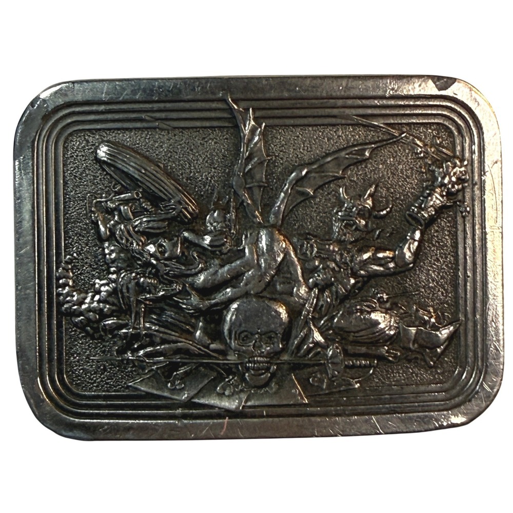 Vintage Baron Buckles Gargoyle Skull Belt Buckle Made USA Gothic Fantasy Biker